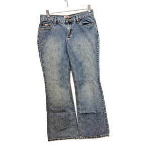 Tilt Flare Jeans Blue Stretch Denim Size 5 Regular Distressed Western Vintage